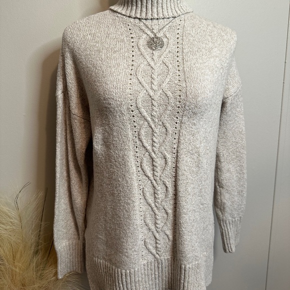 Cowl Neck Cream Sweater - Picture 1 of 6